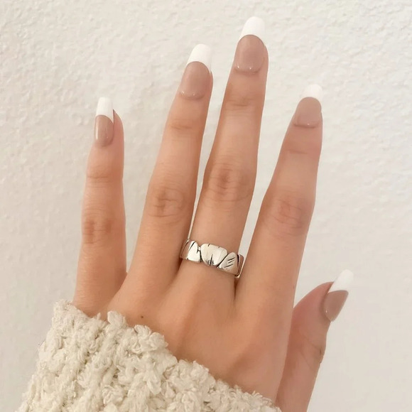 925 Sterling Silver Modern Ring Band Irregular Ring Abstract Modern Ring Band - Picture 7 of 9